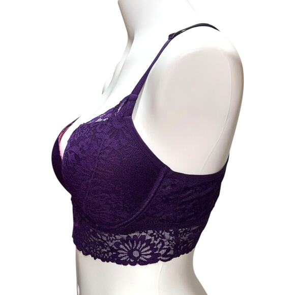 PINK Victoria's Secret Push-Up Lace Bra Purple Large - Picture 2 of 7
